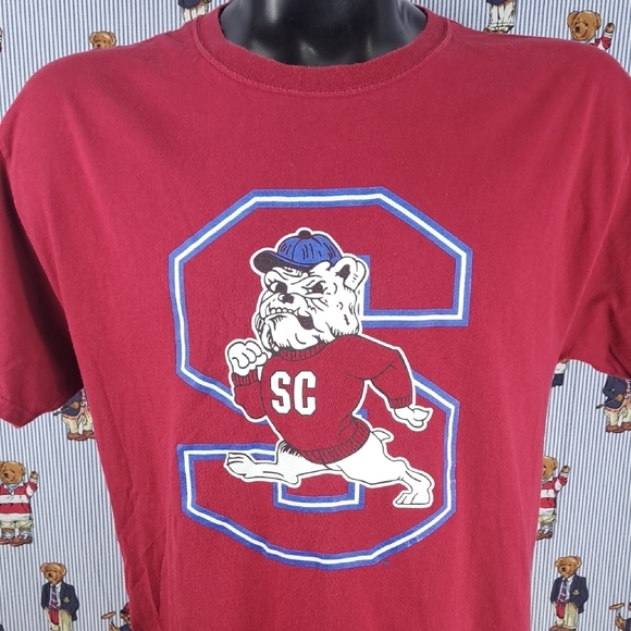 North Carolina State Bulldogs burgundy & white collgiate graphic LG t-shirt - Picture 1 of 7